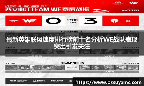 最新英雄联盟速度排行榜前十名分析WE战队表现突出引发关注