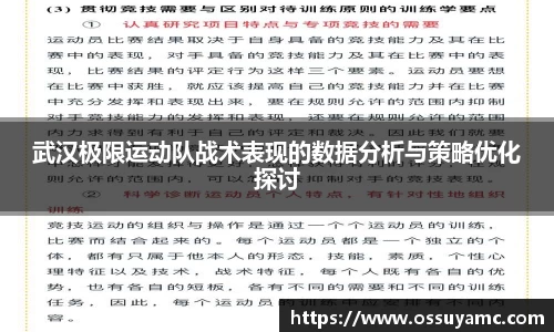 武汉极限运动队战术表现的数据分析与策略优化探讨